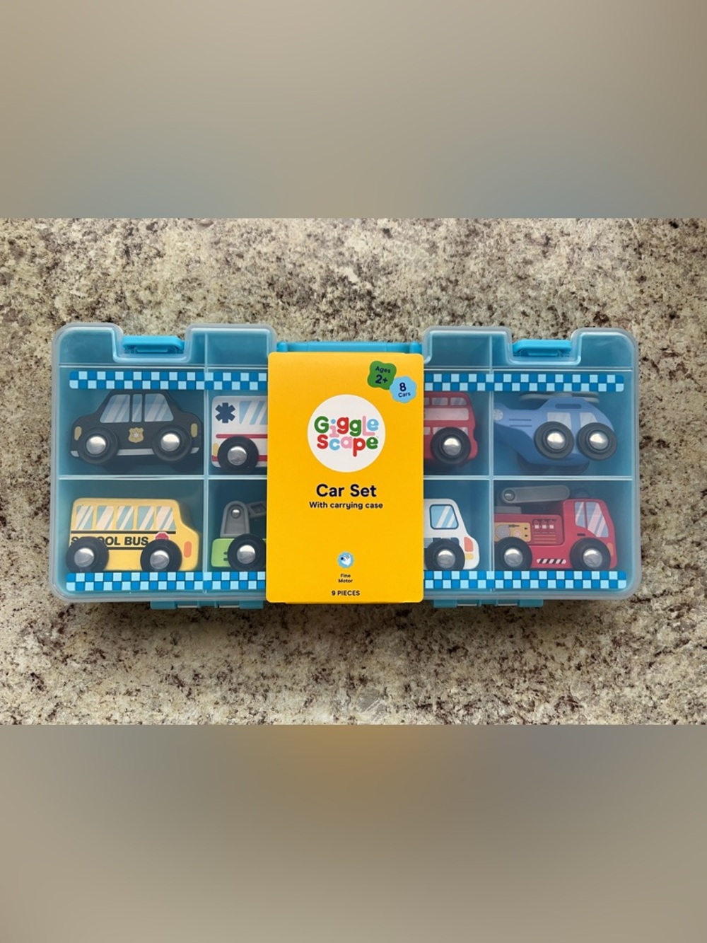 Blue Kids Car Set with Carrying Case